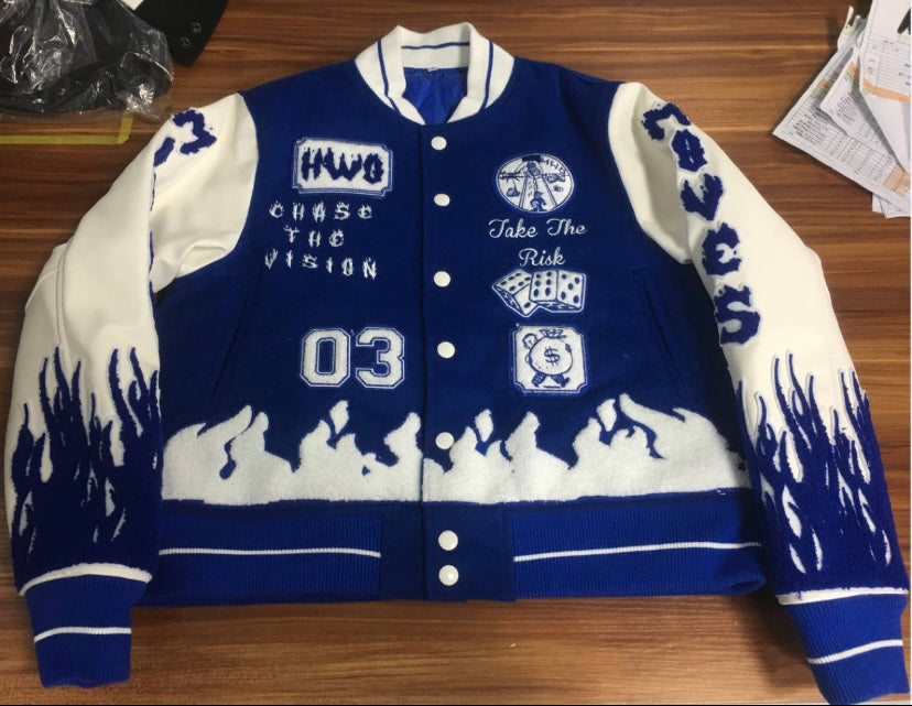 BLUE NDO VARSITY JACKET